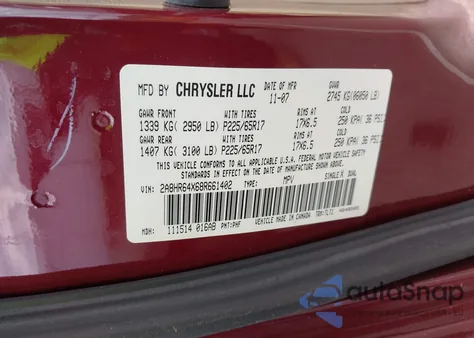 2008 Chrysler Town & Country Limited из США, поврежденный, VIN 2A8HR64X68R661402